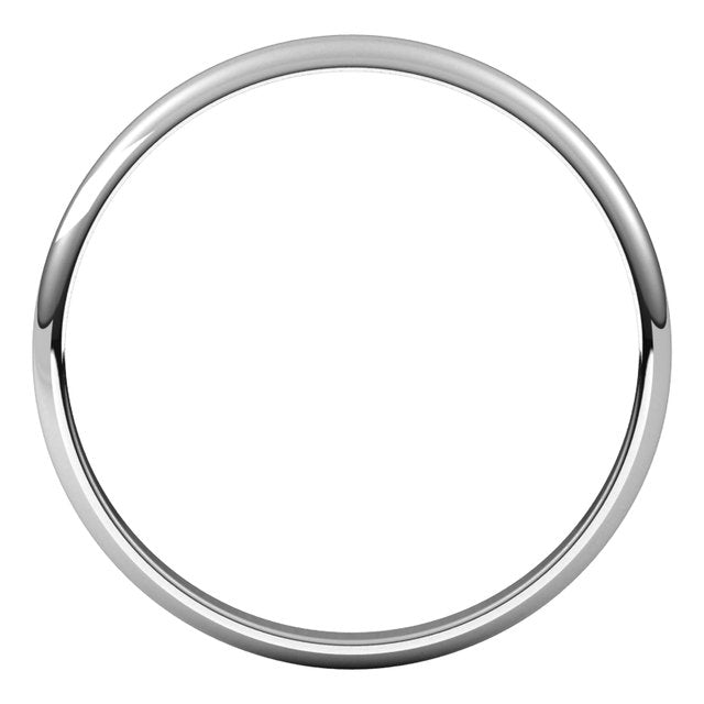 Sterling Silver Or Platinum Ultra-Lightweight Standard Fit Half Round Band