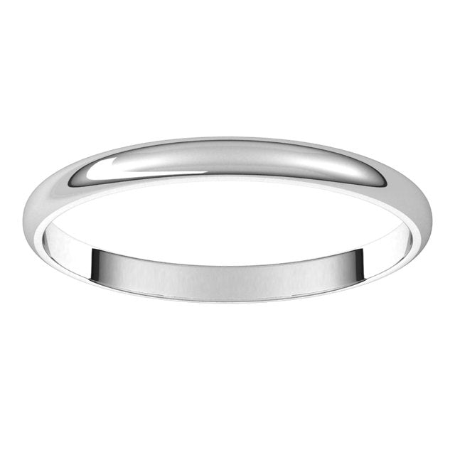 Sterling Silver Or Platinum Ultra-Lightweight Standard Fit Half Round Band