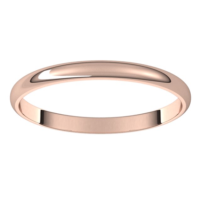 14K Yellow Or White Or Rose Gold Ultra-Lightweight Standard Fit Half Round Band