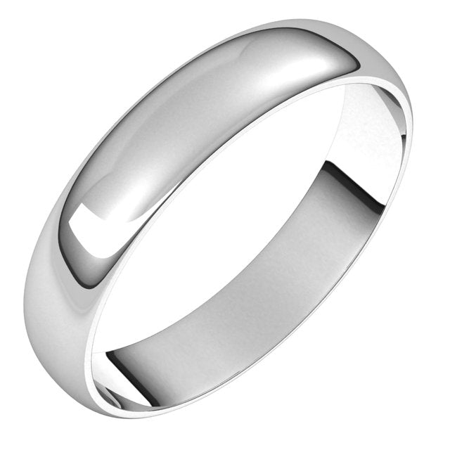 Sterling Silver Or Platinum Ultra-Lightweight Standard Fit Half Round Band