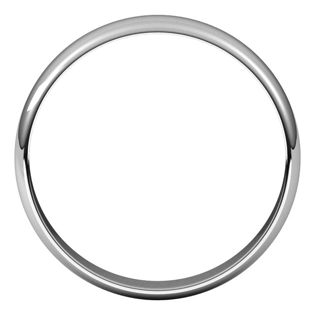 Sterling Silver Or Platinum Ultra-Lightweight Standard Fit Half Round Band