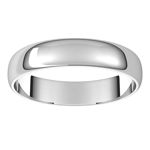Sterling Silver Or Platinum Ultra-Lightweight Standard Fit Half Round Band