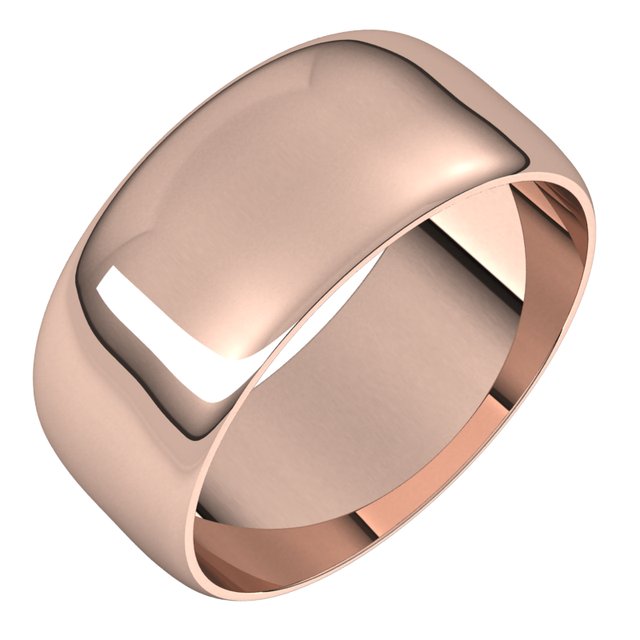 18K Yellow Or White Or Rose Gold Ultra-Lightweight Standard Fit Half Round Band