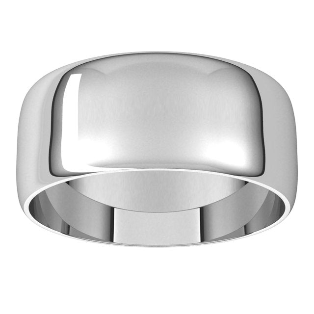 Sterling Silver Or Platinum Ultra-Lightweight Standard Fit Half Round Band