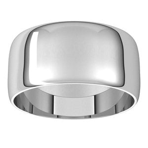 14K Yellow Or White Gold Or Platinum 9 mm Half Round Ultra-Light Band