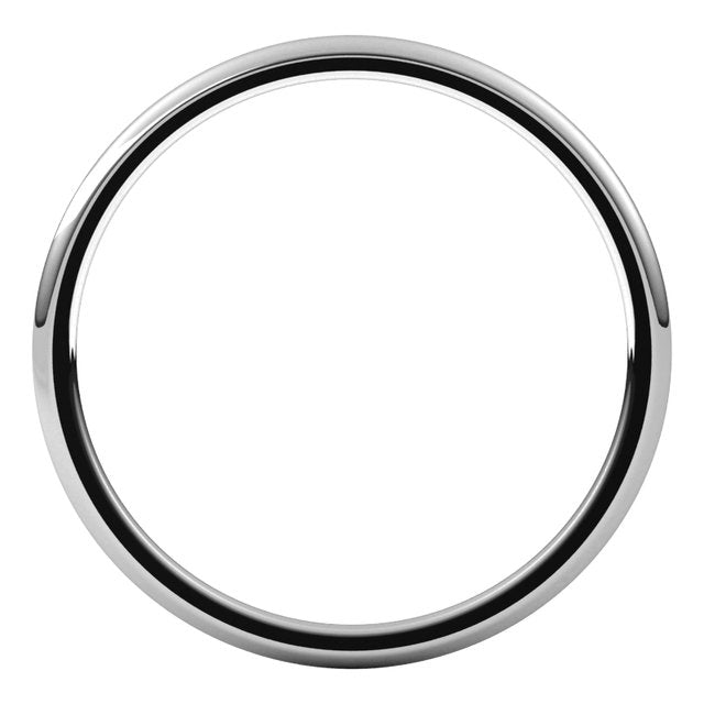 Sterling Silver Or Platinum Lightweight Comfort-Fit Half Round Band