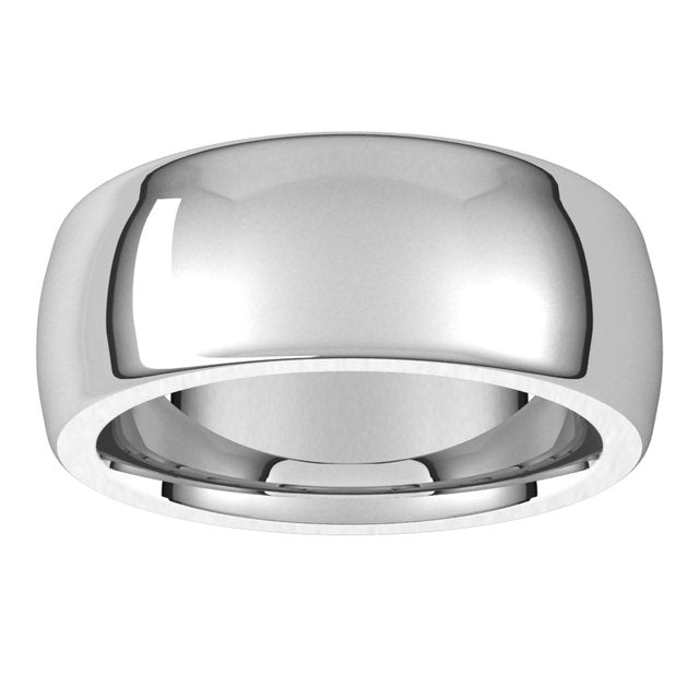 14K Yellow Or White Or Rose Gold Or Sterling Silver Or Platinum Or Palladium Heavyweight Comfort Fit Half Round Heavy Band