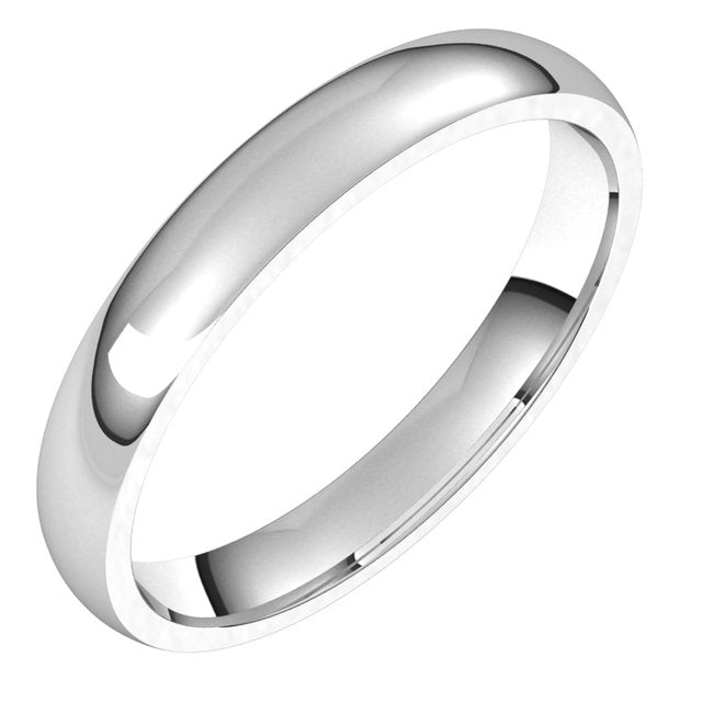 Sterling Silver Or Platinum Lightweight Comfort-Fit Half Round Band