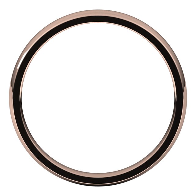 18K Yellow Or White Or Rose Gold Or Palladium Lightweight Comfort-Fit Half Round Band