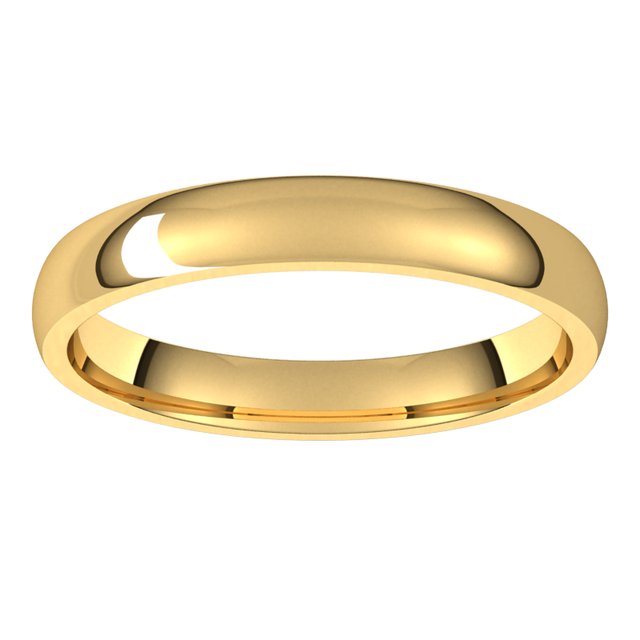 18K Yellow Or White Or Rose Gold Or Palladium Lightweight Comfort-Fit Half Round Band