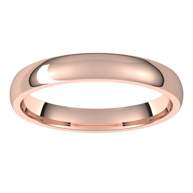 18K Yellow Or White Or Rose Gold Or Palladium Lightweight Comfort-Fit Half Round Band