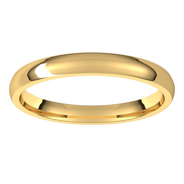 18K Yellow Or White Or Rose Gold Or Palladium Lightweight Comfort-Fit Half Round Band