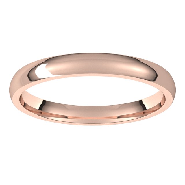 10K Yellow Or White Or Rose Gold Lightweight Comfort-Fit Half Round Band