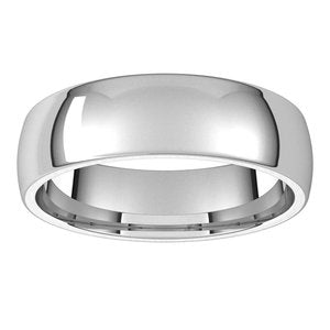 14K Yellow Or White Gold 5.5 Mm Half Round Comfort Fit Light Band
