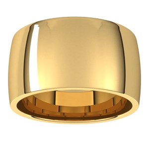 14K Yellow Or White Gold 11 Mm Half Round Comfort Fit Light Band Size 7