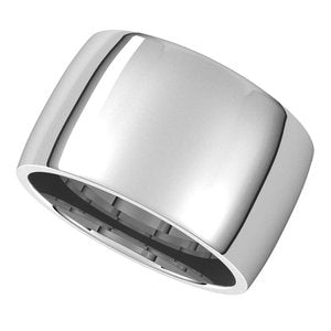 14K White Gold Or Sterling Silver Lightweight Comfort-Fit Half Round Band