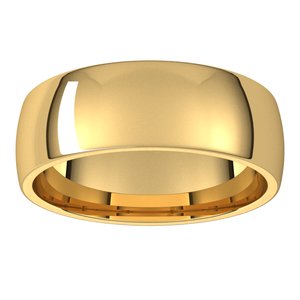 14K Yellow Gold 6.5 Mm Lightweight Half Round Comfort Fit Light Band Size 8.5