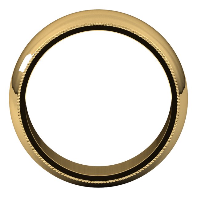 18K Yellow Gold Milgrain Standard Fit Half Round Band