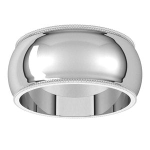 14K White Gold 9 Mm Milgrain Half Round Band Size 13.5