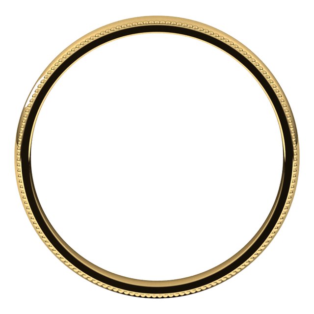 10K Yellow Or White Gold Standard Milgrain Comfort-Fit Half Round Band