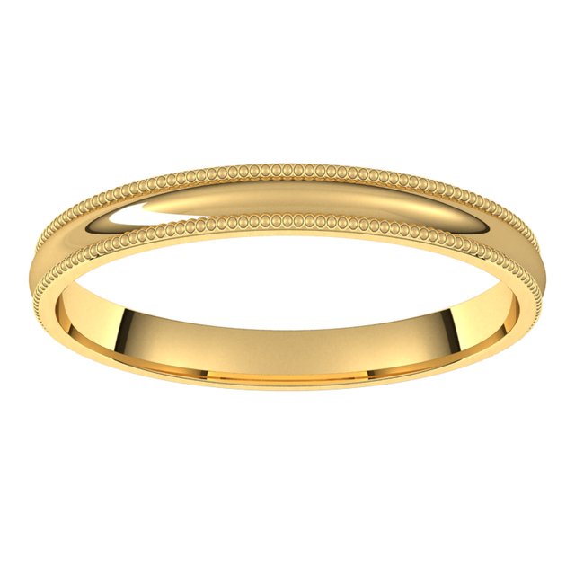 10K Yellow Or White Gold Standard Milgrain Comfort-Fit Half Round Band