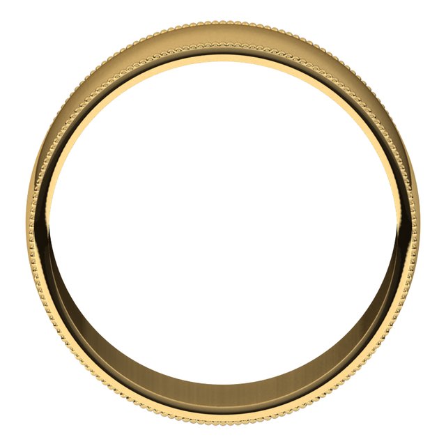10K Yellow Or White Or Rose Gold Standard Lightweight Milgrain Half Round Band