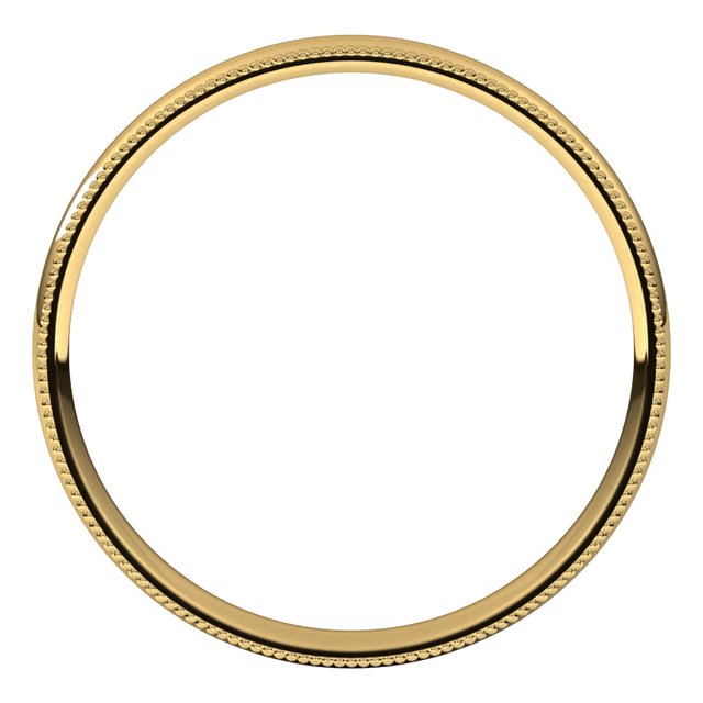 10K Yellow Or White Or Rose Gold Milgrain Half Round Comfort Fit Light Band