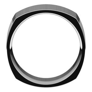 18K White Gold Square Comfort Fit Band Size 6