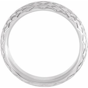 18K White Gold 6 Mm Polished Patterned Comfort-Fit Band Size 8.5