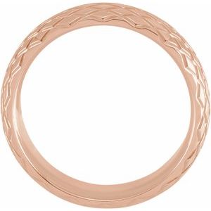 14K Rose Gold 6 Mm Polished Patterned Comfort-Fit Band Size 9.5
