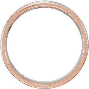14K Rose/White/Rose Gold 6 Mm Polished Design-Engraved Comfort-Fit Band Size 7.5