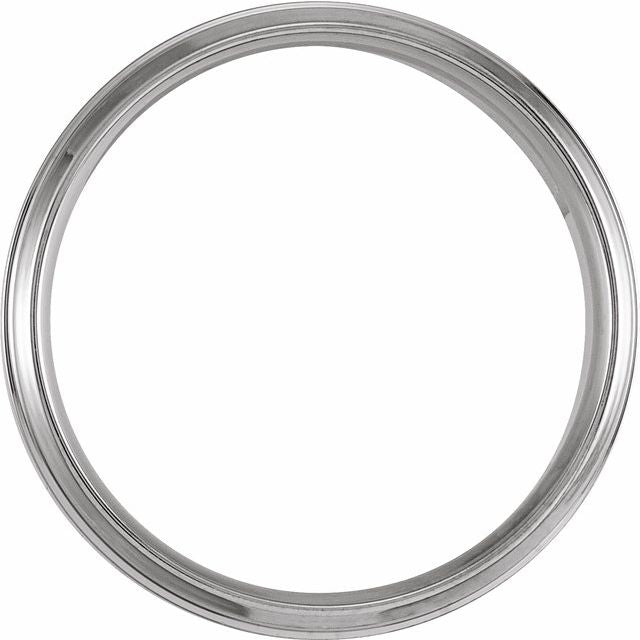 14K Yellow Gold Or Platinum 7 Mm Polished Beveled-Edge Inlay Comfort-Fit Band With Satin Finish, Size 9.5
