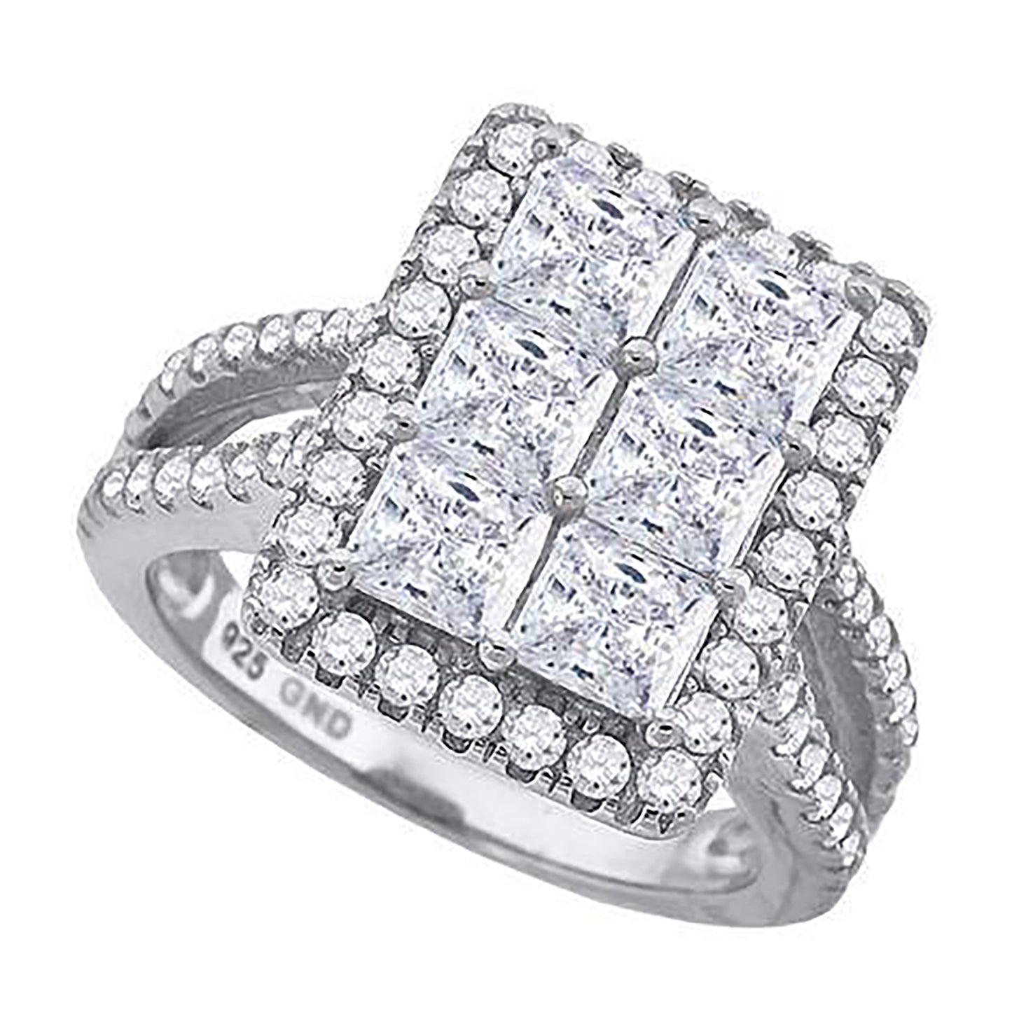Sterling Silver Womens Cubic Zirconia Rectangle Bridal Anniversary Engagement Wedding Ring