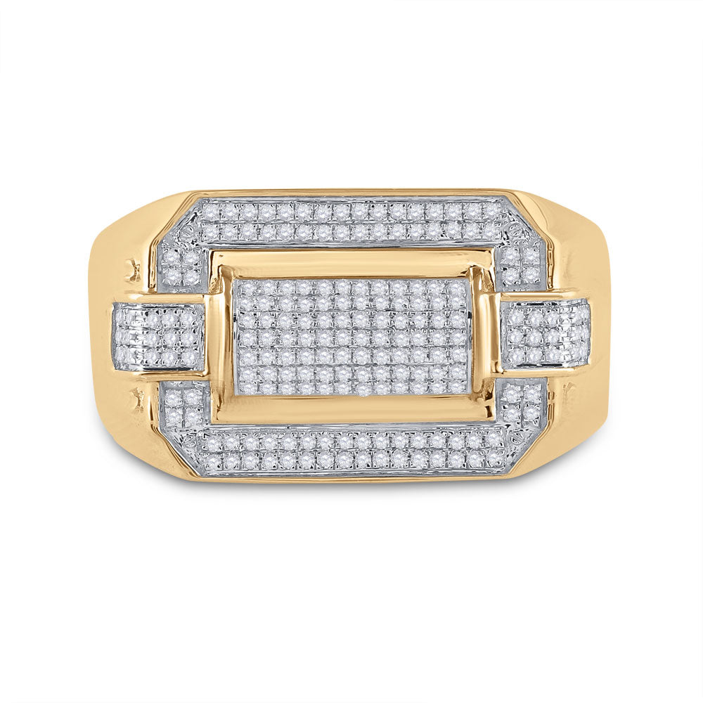 10K Yellow Gold Mens Round Diamond Fashion Ring 1/3 Cttw, Mens Size: 7-13