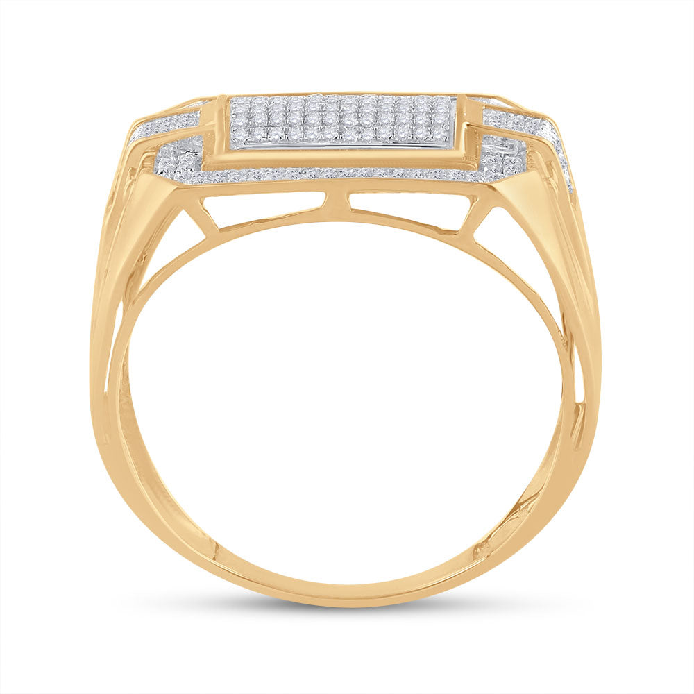 10K Yellow Gold Mens Round Diamond Fashion Ring 1/3 Cttw, Mens Size: 7-13