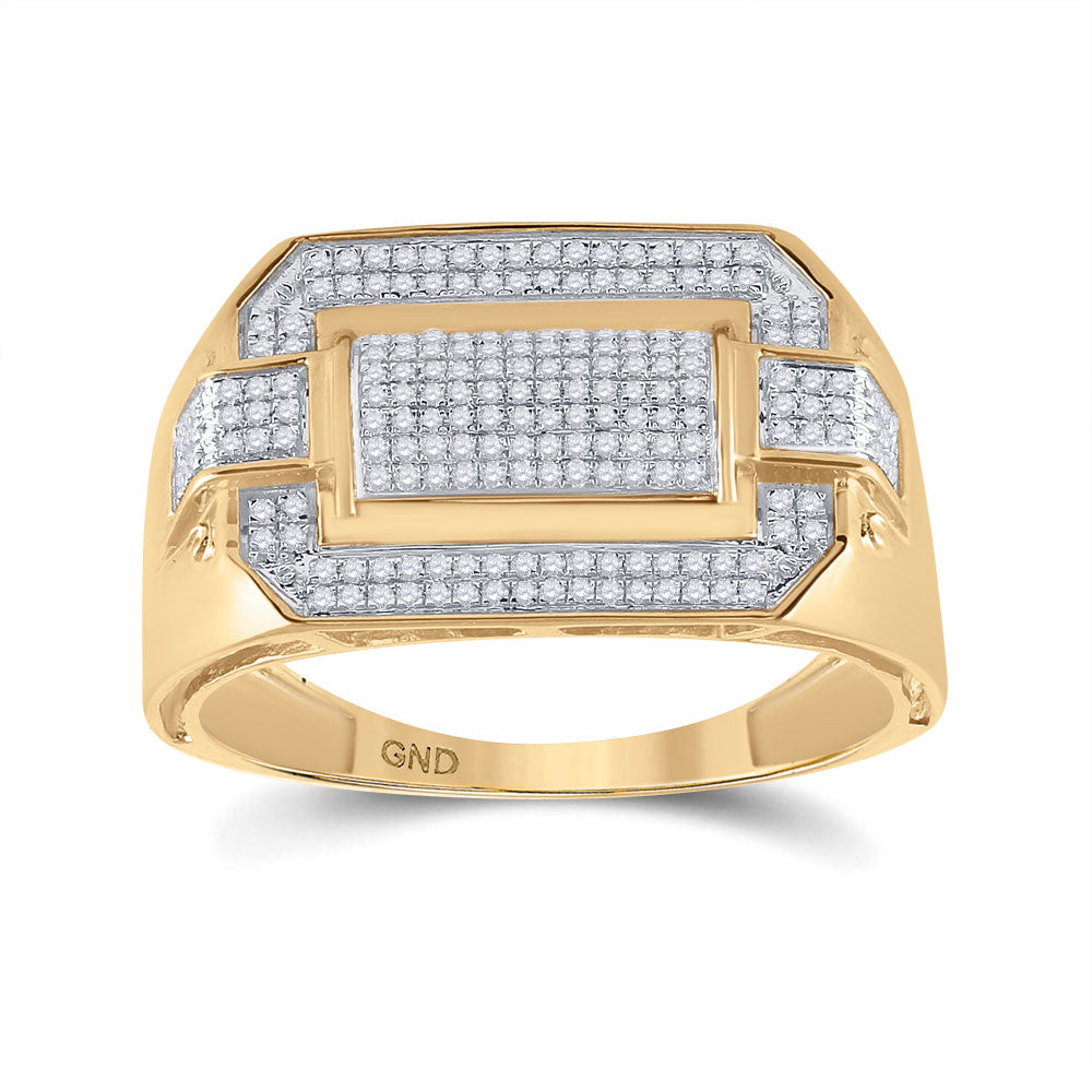 10K Yellow Gold Mens Round Diamond Fashion Ring 1/3 Cttw, Mens Size: 7-13