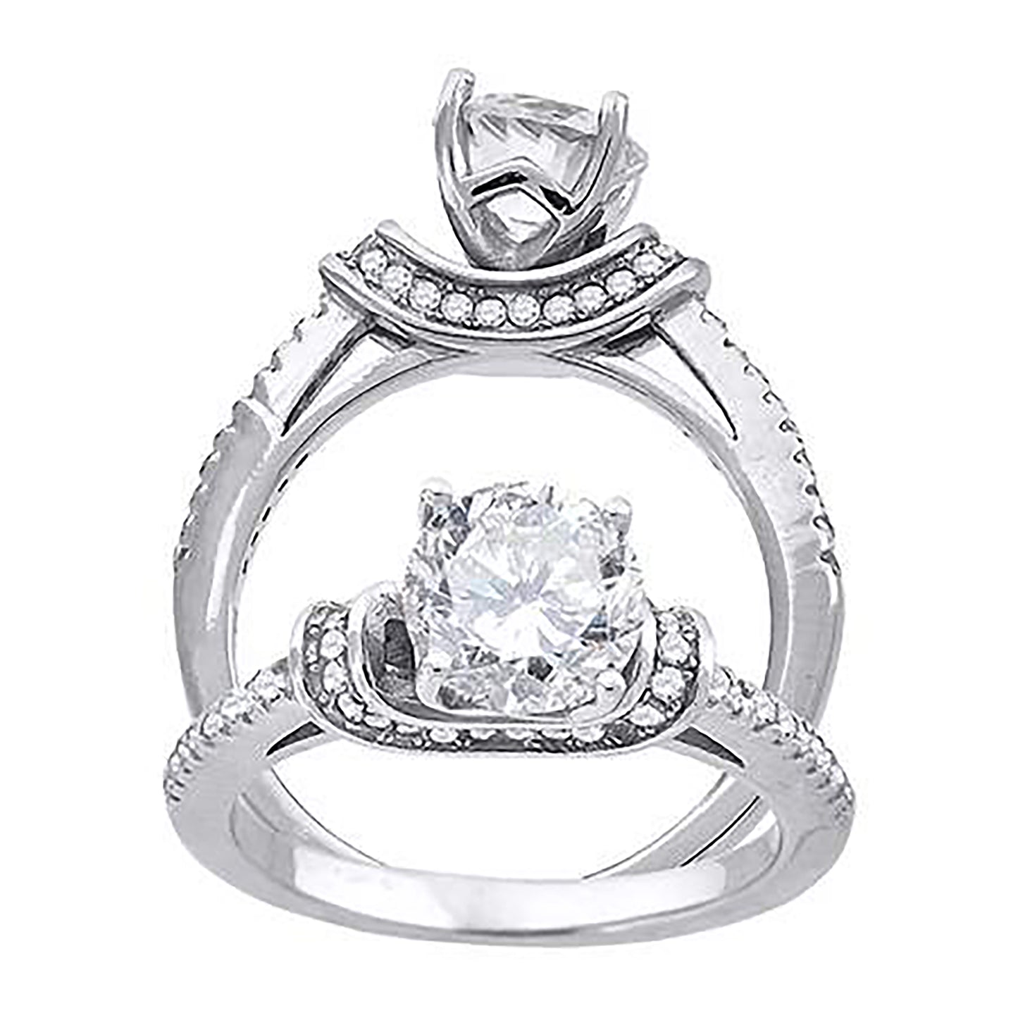 Sterling Silver Women's Cubic Zirconia Bridal Anniversary Engagement Wedding Ring
