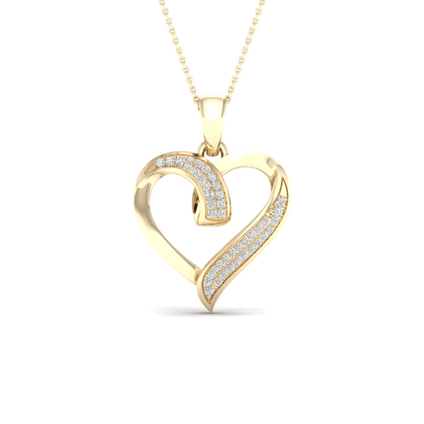 10K Yellow Gold 0.10 Cttw Diamond Heart Charms