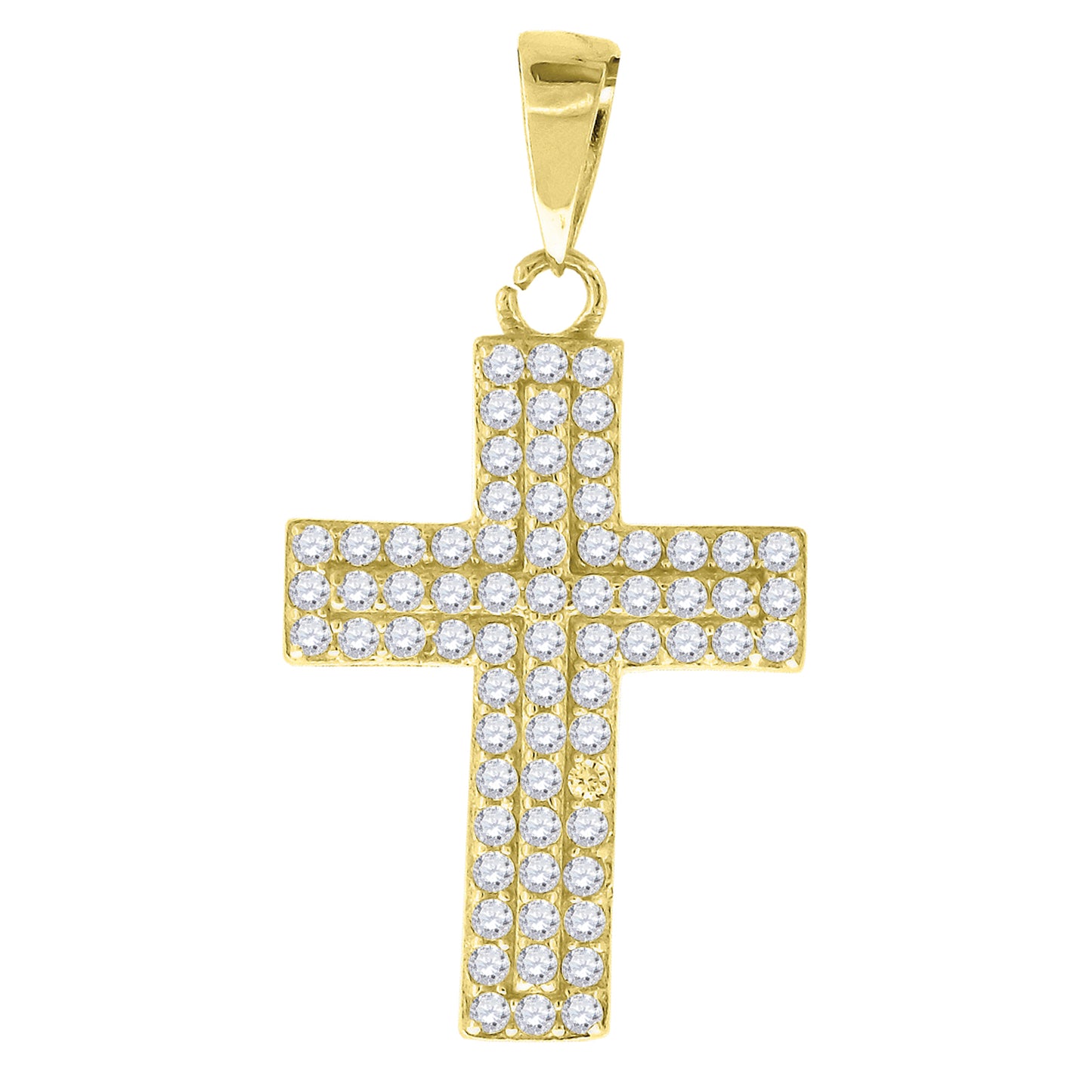 Sterling Silver Mens Cubic Zirconia Cross Religious Charm Pendant