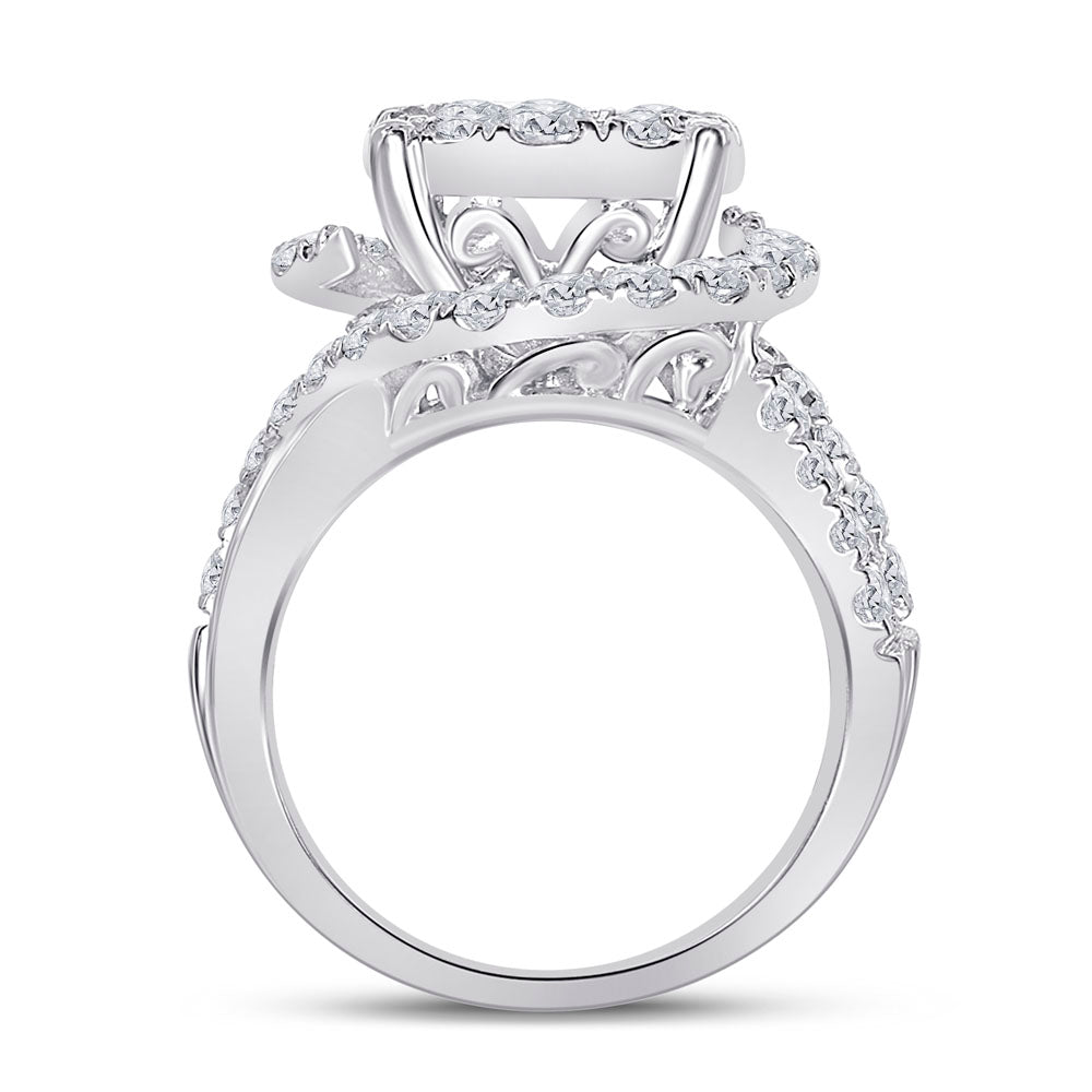 14K White Gold Princess Diamond Bridal Wedding Ring Band Set 3 Cttw, Womens Size: 5-10
