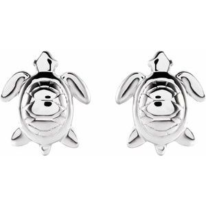Sterling Silver 8.8 X 7.4 Mm Pair Friction Backs Included Polished Sea Turtle Earrings With Back