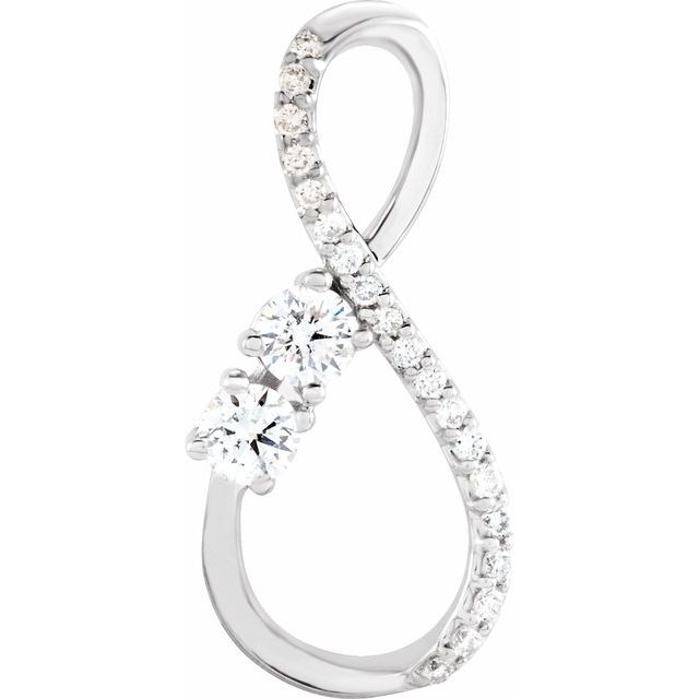 14K White Gold Round 2.5Mm I1, H+ Polished 1/5 Ctw Natural Diamond Infinity-Inspired Pendant