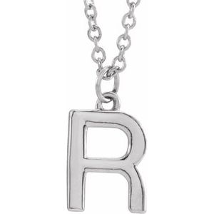 Sterling Silver 18 In Polished Initial Necklace