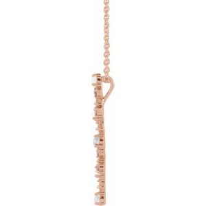14K Rose Gold Natural Ethiopian Opals, Natural Pink Sapphires & 1/8 CTW Natural Diamond Scattered Bar 16-18" Necklace