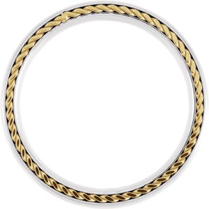 Titanium 6 mm Half Round Band with Yellow Gold PVD Rope Inlay
