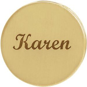 14K Yellow Gold 12.5 Mm Polished Engravable Disc Slide Pendant With Scroll Detail
