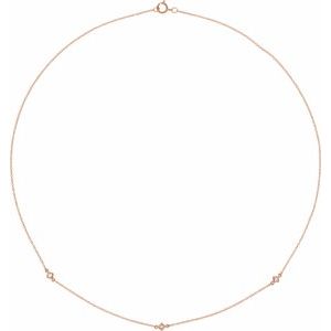14K Rose Gold 3-Stone Square 2 X 2 Mm I1, H+ :: 1/6 Ctw 18 In Polished 1/6 Ctw Natural Diamond 3-Station Necklace