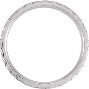 14K White Gold 6 Mm Polished Scalloped Edge Comfort-Fit Satin Finished Band Size 10