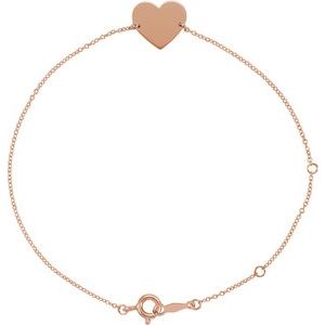 18K Rose Gold-Plated Sterling Silver 12 X 11 Mm 7-8 In Polished Engravable Heart-Shaped Bracelet