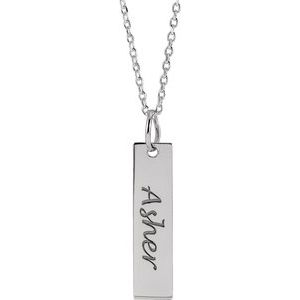 Sterling Silver 20 X 5 Mm 16-18 In Polished Bar Necklace